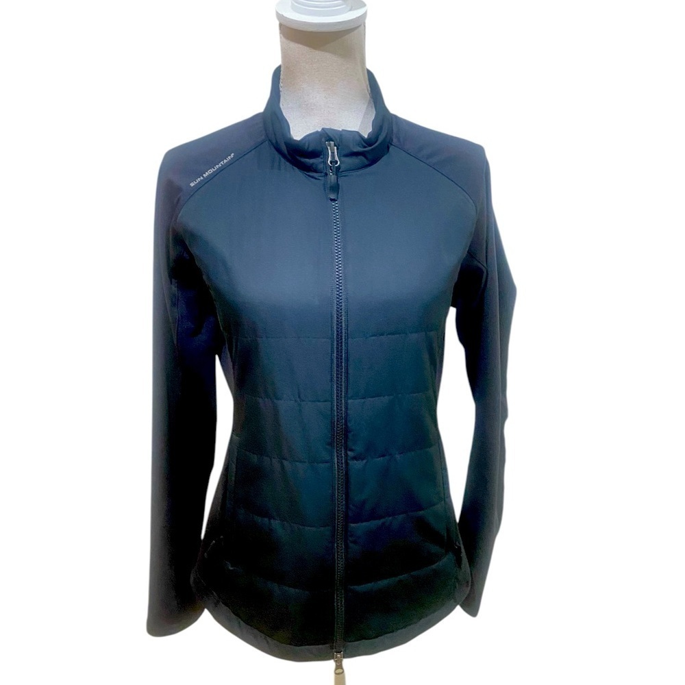 Sun Mountain wind wear zip up black lightweight insulated athletic jacket medium